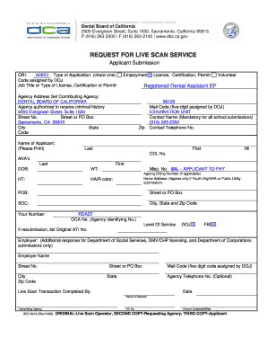 California Live Scan Service Request Form
