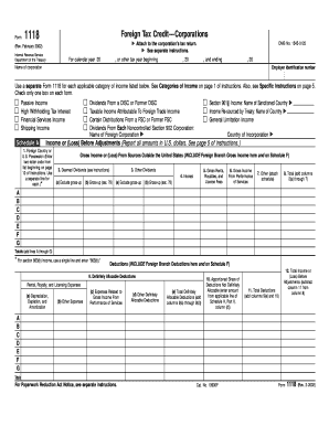 Form 1118 Foreign Tax Credit—Corporations