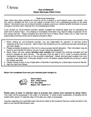 Out of Network Vision Services Claim Form