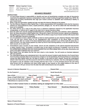 Funeral Advance Request Form