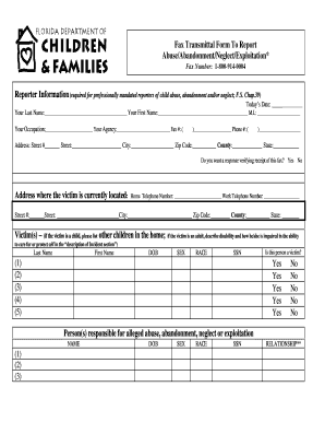 Florida Child Abuse Fax Transmittal Form