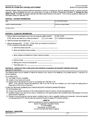 California Seller's Permit Close-Out Notice