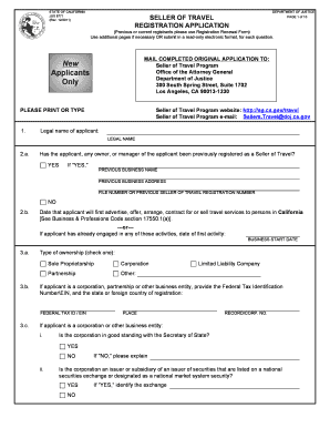 California Seller of Travel Registration Application