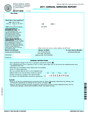 US Census Bureau Annual Services Report Form SA-51120A
