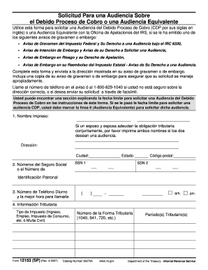 Solicitud Para una Audiencia Sobre el Debido Proceso de Cobro o una Audiencia Equivalente