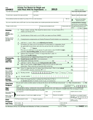 IRS Form 1040EZ 2013