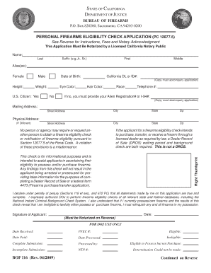California Personal Firearms Eligibility Check Application