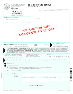 US Economic Census Form HC-62390