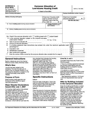 Schedule A Form 8610 Carryover Allocation