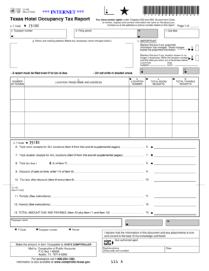 Texas Hotel Occupancy Tax Report