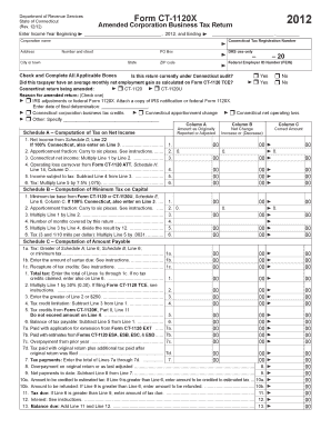 Connecticut Form CT-1120X Amended Corporation Business Tax Return