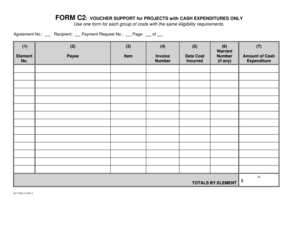Voucher Support Form for Cash Expenditures