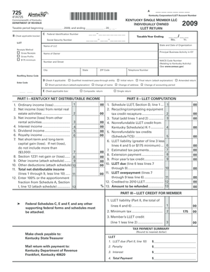Kentucky Single Member LLC LLET Return