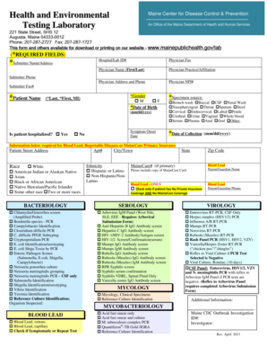 Maine CDC Laboratory Test Requisition Form