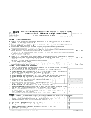 Form 8895 One-Time Dividends Received Deduction