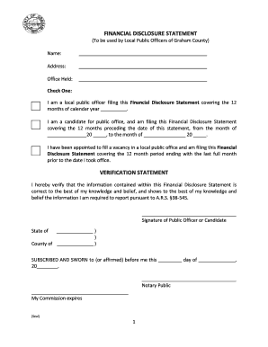 Financial Disclosure Statement for Local Public Officers