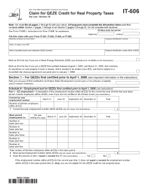 New York QEZE Credit for Real Property Taxes Form IT-606