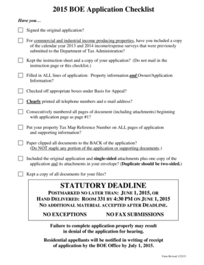 2015 Fairfax County Real Estate Assessment Appeal Application
