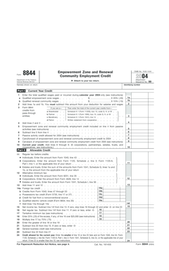 IRS Form 8844 Empowerment Zone and Renewal Community Employment Credit