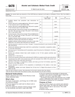 Alcohol and Cellulosic Biofuel Fuels Credit Form 2008