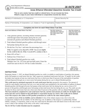 Iowa Ethanol Blended Gasoline Income Tax Credit Form