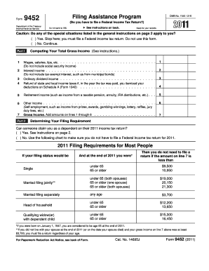 IRS Form 9452 2011