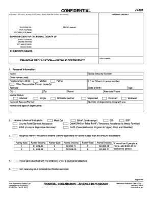 California Juvenile Dependency Financial Declaration