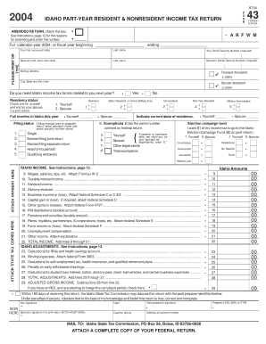 Idaho Part-Year Resident Nonresident Income Tax Return