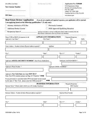 New York Real Estate Broker Application