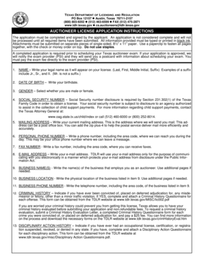 Texas Auctioneer License Application