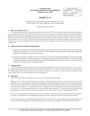 Form S-11 for Real Estate Companies