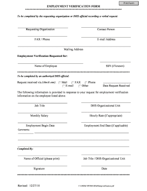 Employment Verification Form