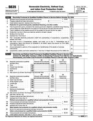 Form 8835 Renewable Electricity and Refined Coal Credit