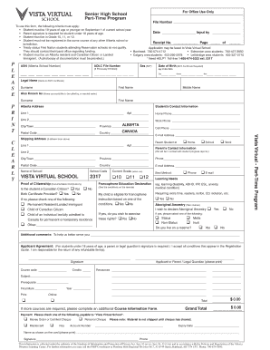 Alberta Part-Time Program Application Form