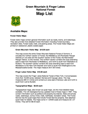 Green Mountain and Finger Lakes National Forest Maps