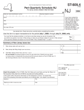New York State Part-Quarterly Schedule NJ