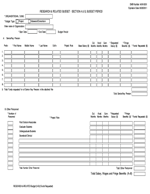 Research and Related Budget Form