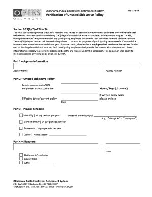 Oklahoma Public Employees Retirement System Sick Leave Verification