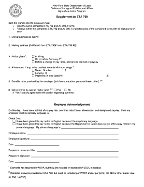 New York Agriculture Labor Program Supplement