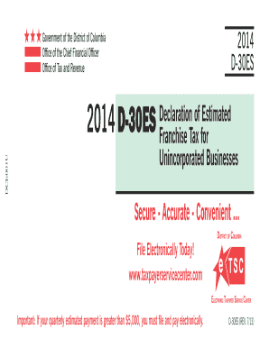 2014 DC D-30ES Franchise Tax Form