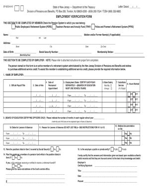 New Jersey Employment Verification Form