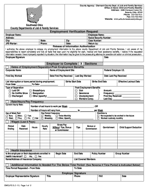 Southwest Ohio Employment Verification Request