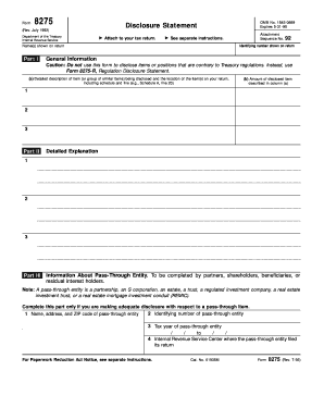 IRS Form 8275 Disclosure Statement