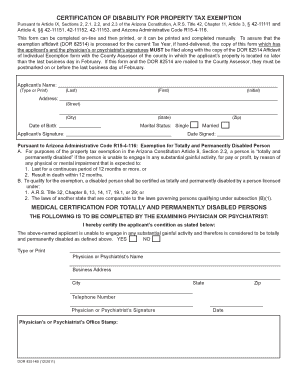 Arizona Disability Property Tax Exemption Form