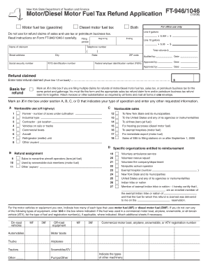 New York Motor/Diesel Fuel Tax Refund Application