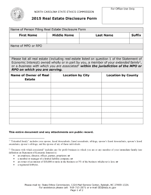 North Carolina Real Estate Disclosure Form