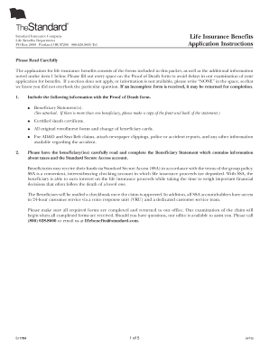 Standard Insurance Life Benefits Claim Form
