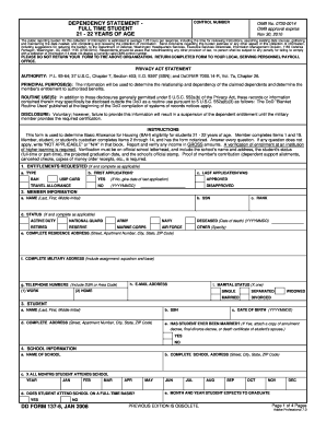 Dependency Statement Form