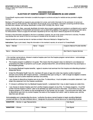 Wisconsin Medicaid Hospice Benefit Election Form