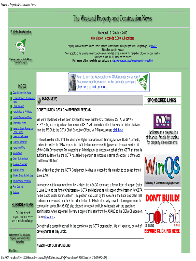 Fillable Online CONSTRUCTION CETA CHAIRPERSON RESIGNS Fax Email Print